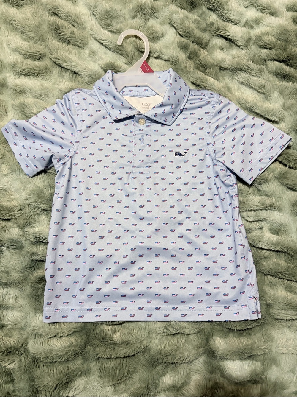 Vineyard Vines Light Blue Polo with Navy Whale Print